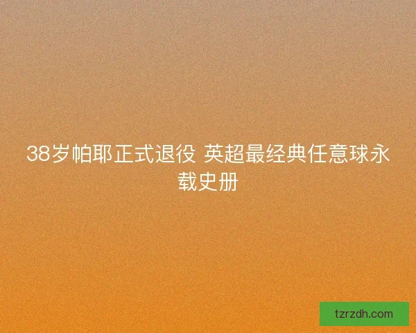 38岁帕耶正式退役 英超最经典任意球永载史册 38岁帕耶正式退役 英超最经典任意球永载史册
